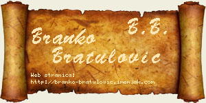 Branko Bratulović vizit kartica